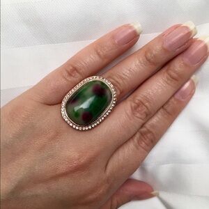 Genuine Ruby Zoisite RG stainless steel ring
